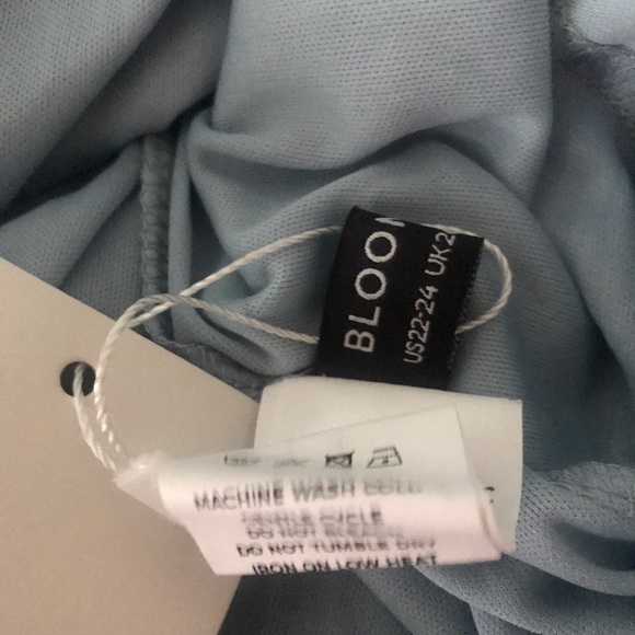 Sold*Sparkle Light Blue Mesh Pocket Ruffle Tiered Belted Midi Dress Size 22-24 - Picture 9 of 9